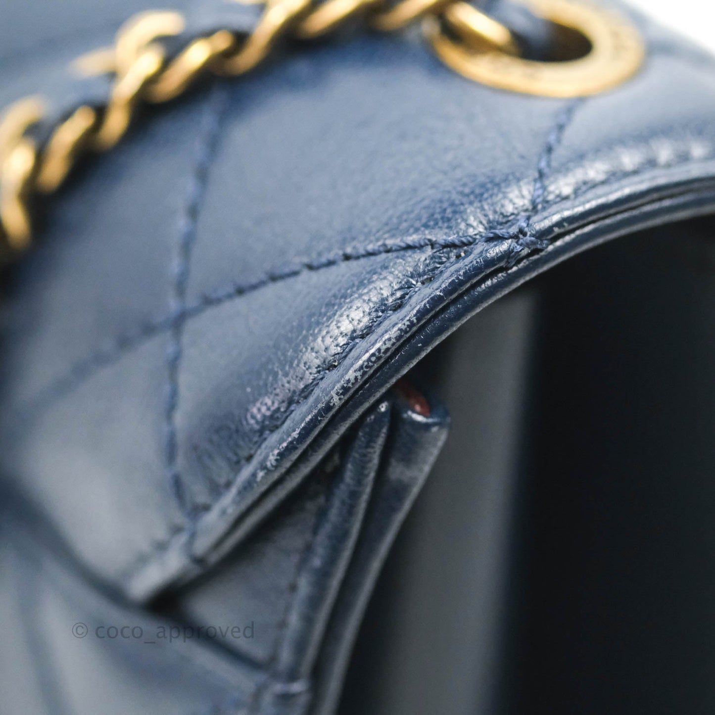 Chanel Beauty Lock Flap Bag Navy Sheepskin Aged Gold Hardware