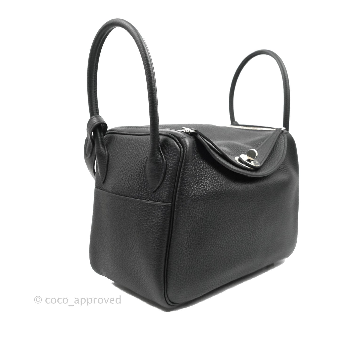 Hermès Lindy 26 Black Clemence Silver Hardware