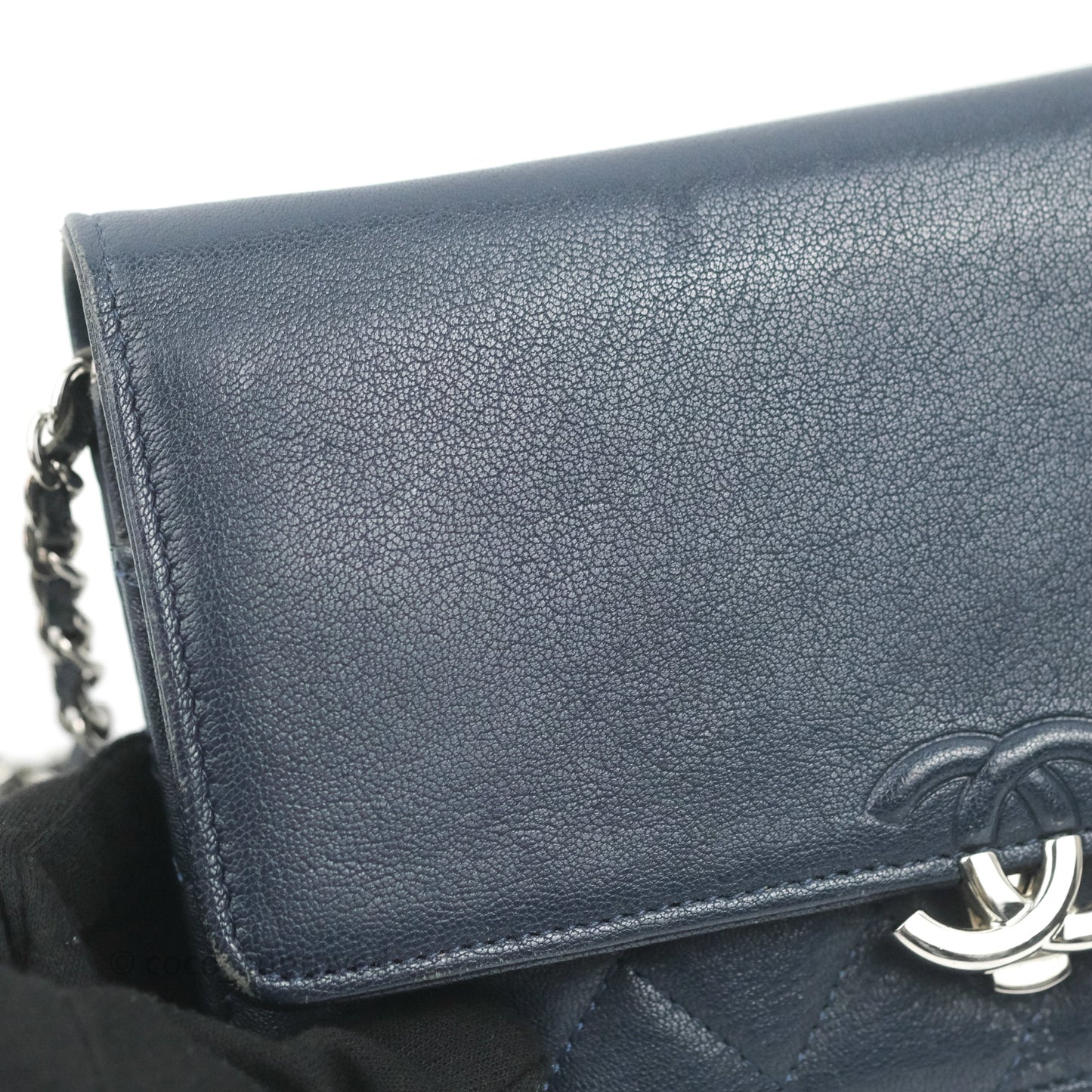 Chanel Urban Companion Wallet on Chain WOC Navy Calfskin Silver Hardware