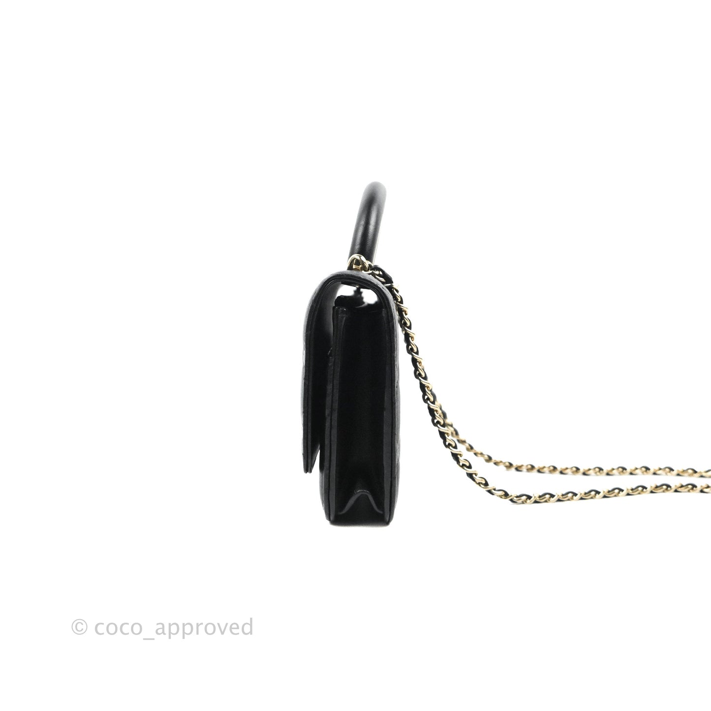 Chanel Quilted Top Handle Wallet on Chain WOC Black Lambskin Gold Hardware