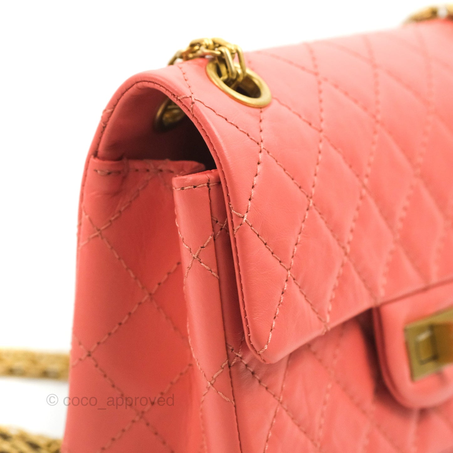 Chanel Mini Reissue 224 Pink Aged Calfskin Aged Gold Hardware