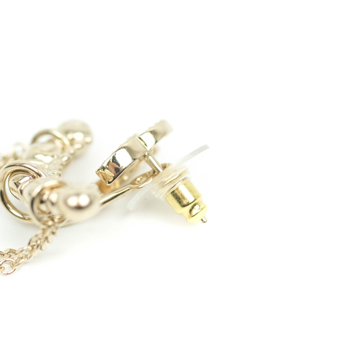 Chanel Crystal CC Earrings Ear Clip Gold Tone22C