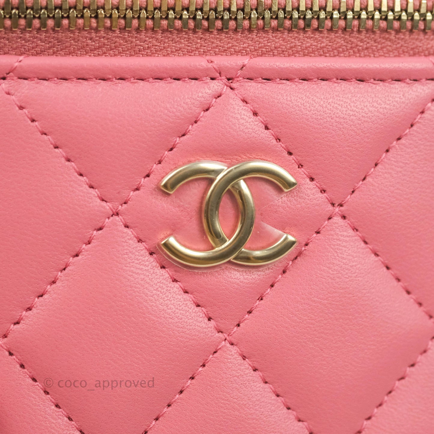 Chanel Mini Top Handle Vanity With Chain Pink Lambskin Gold Hardware