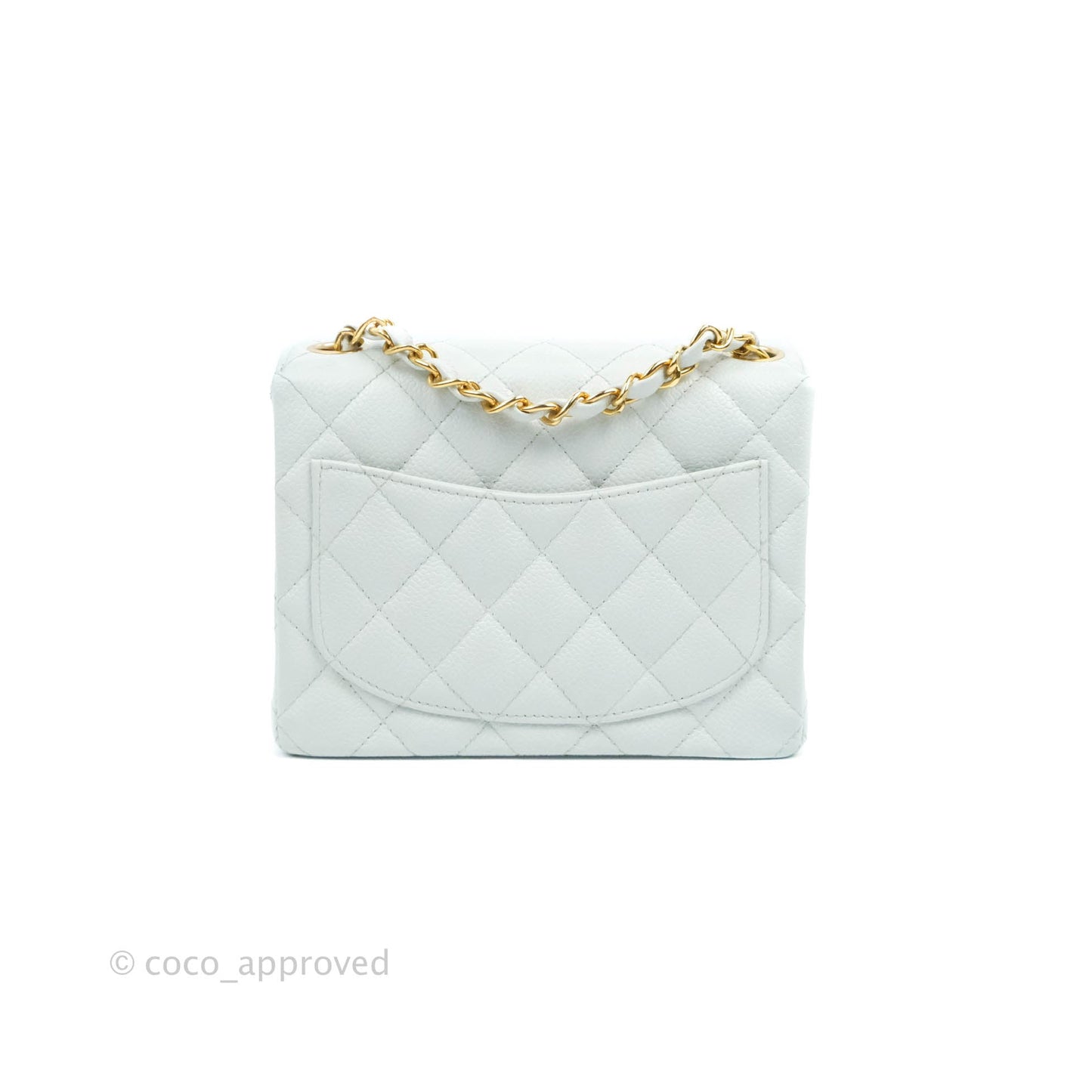 Chanel Quilted Vintage Mini Square Flap Light Blue Caviar 24K Gold Hardware