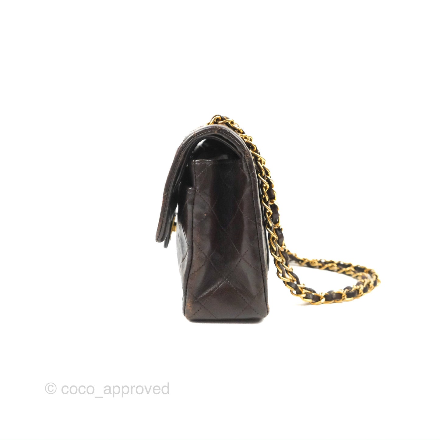 Chanel Vintage Small Classic Flap Brown Lambskin 24K Gold Hardware