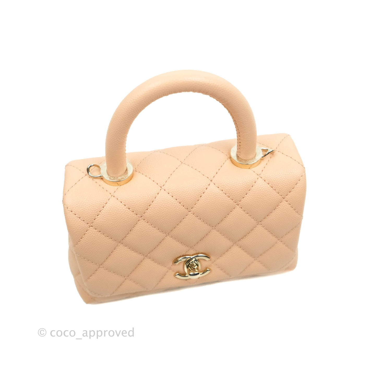 Chanel Mini Coco Handle Quilted Light Beige Pink Caviar Gold Hardware