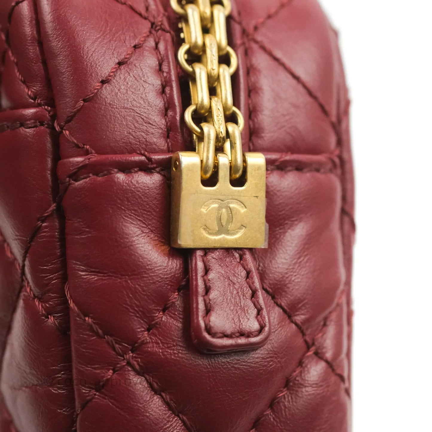 Chanel Quilted Mini Reissue Camera Case Red Aged Calfskin