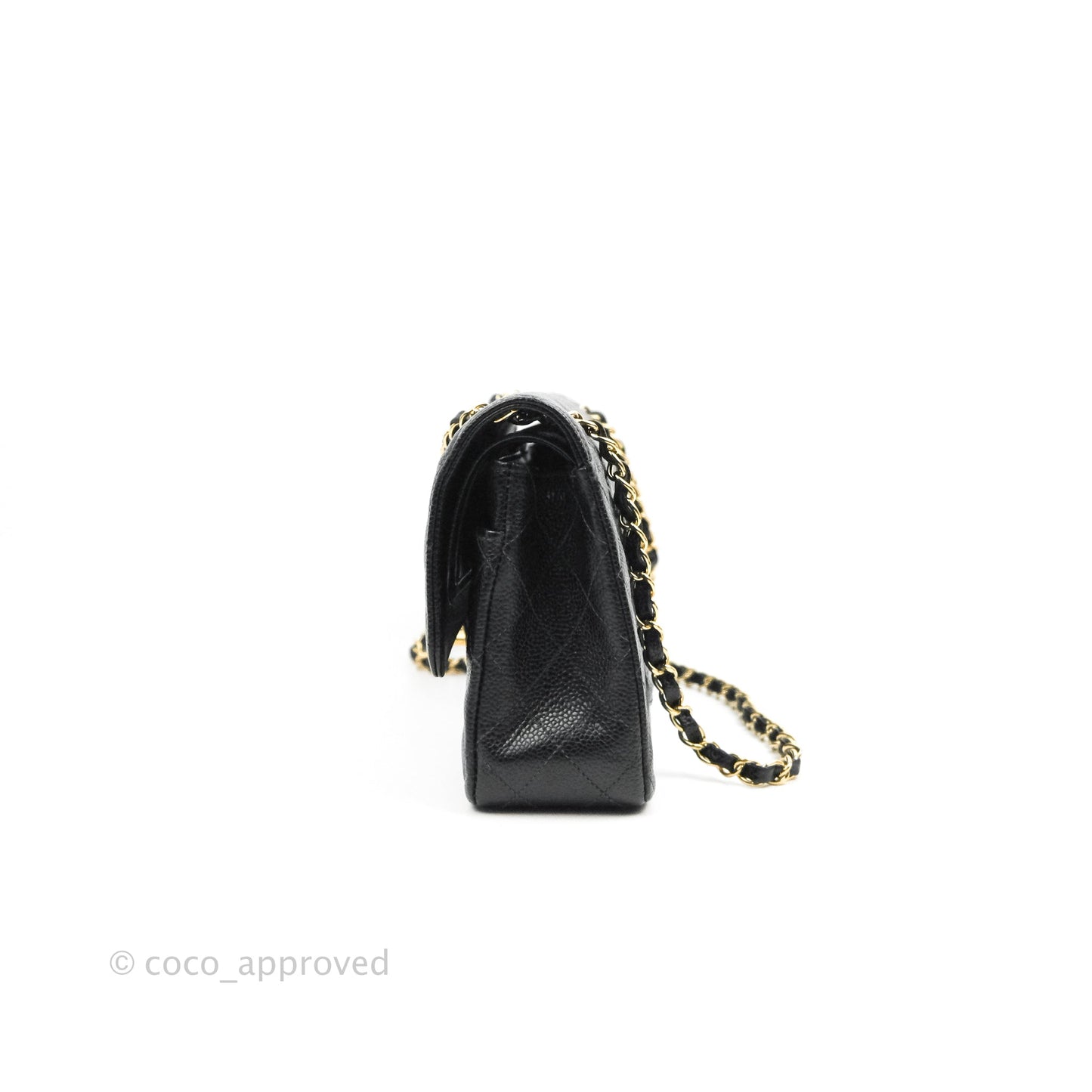 Chanel Classic M/L Medium Flap Quilted Black Caviar 24K Gold Hardware