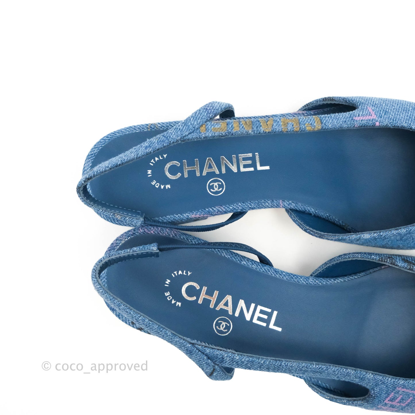 Chanel Denim Slingback 22S Size 37.5