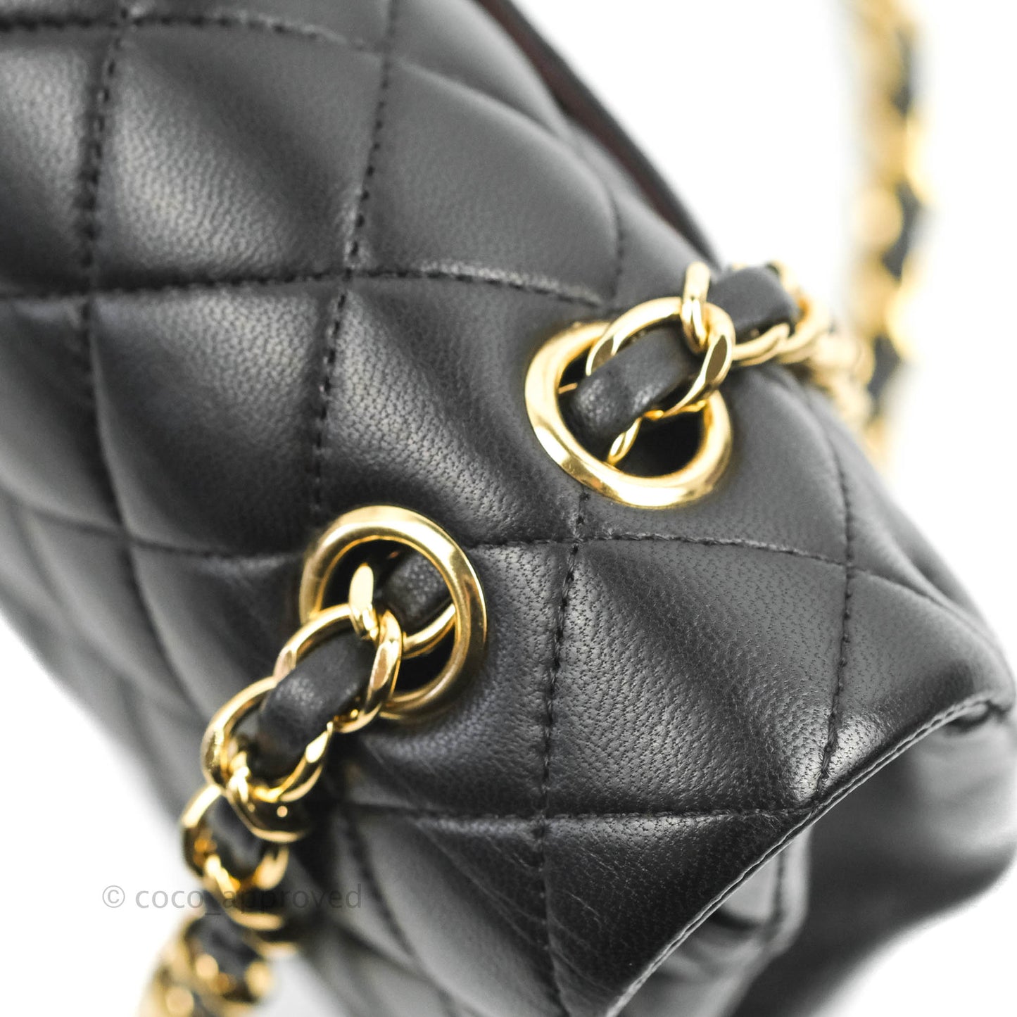 Chanel Classic M/L Medium Flap Quilted Black Lambskin Gold Hardware