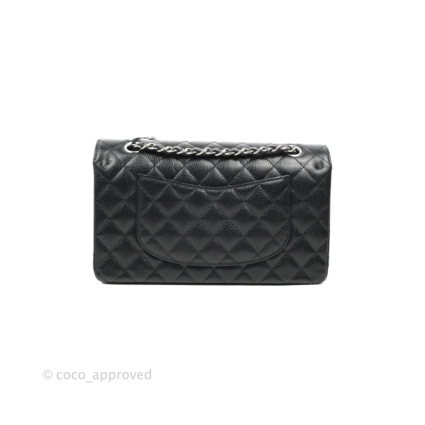 Chanel Classic M/L Medium Flap Quilted Black Caviar Silver Hardware