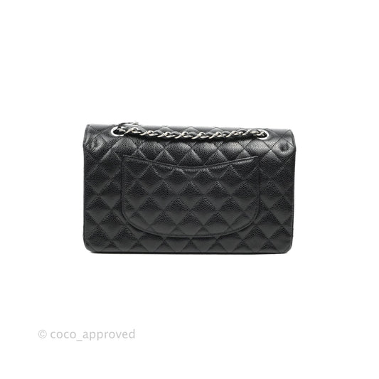 Chanel Classic M/L Medium Flap Quilted Black Caviar Silver Hardware