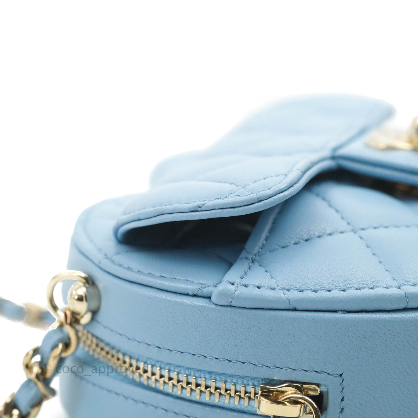 Chanel Small Heart Bag Blue Lambskin Gold Hardware 22S