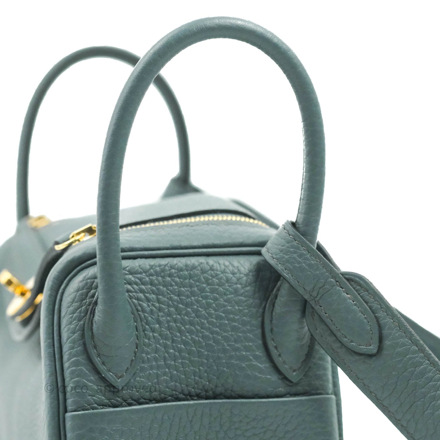 Hermès Mini Lindy 20 Bleu Orage Clemence Gold Hardware