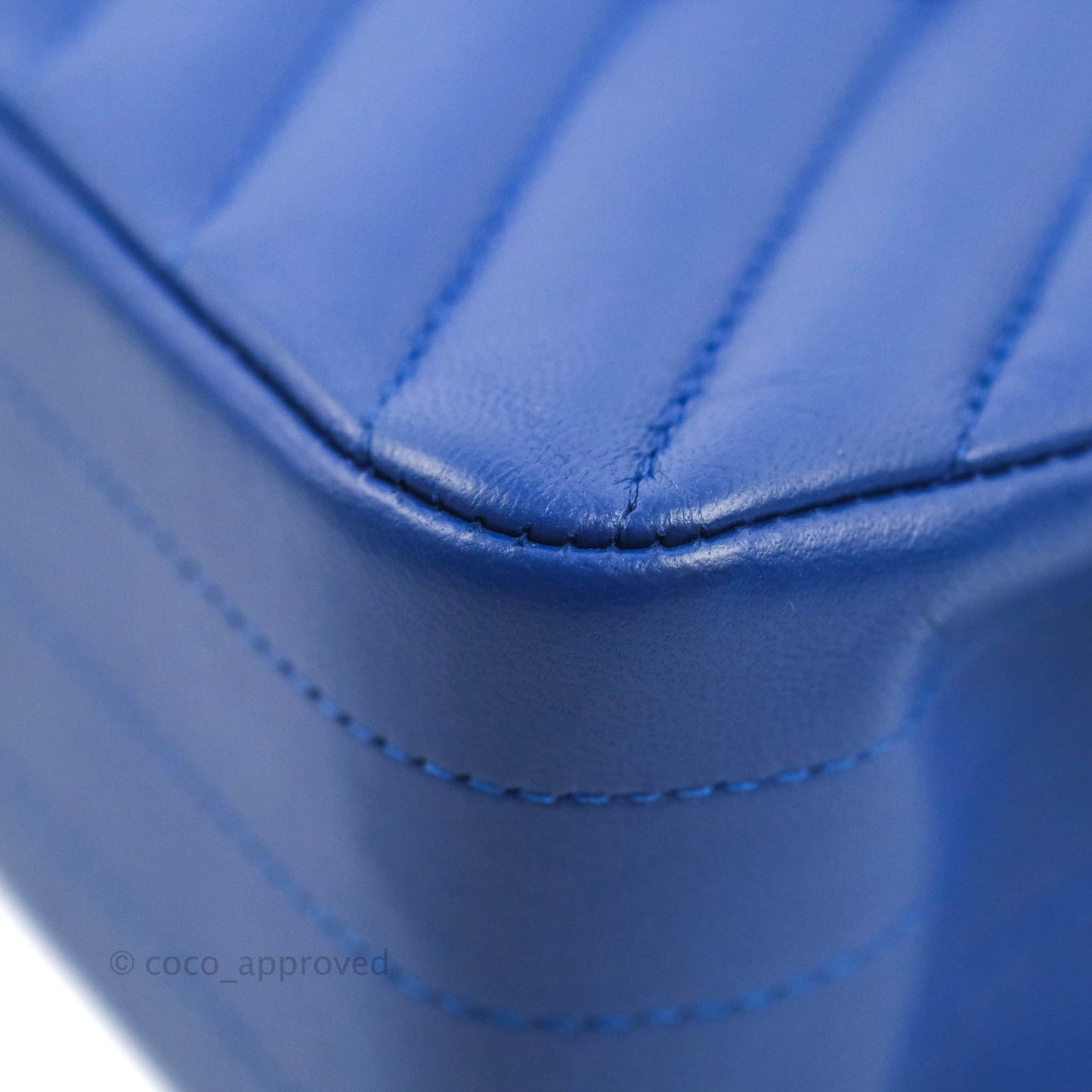 Chanel Classic M/L Medium Chevron Double Flap Blue Lambskin Gold Hardware