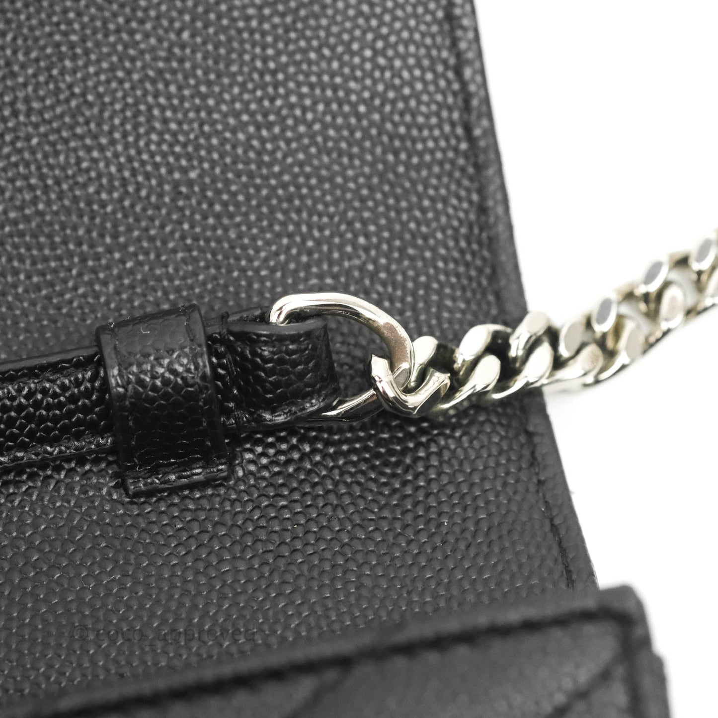 Saint Laurent Wallet on Chain WOC Black Grained Leather Silver Hardware