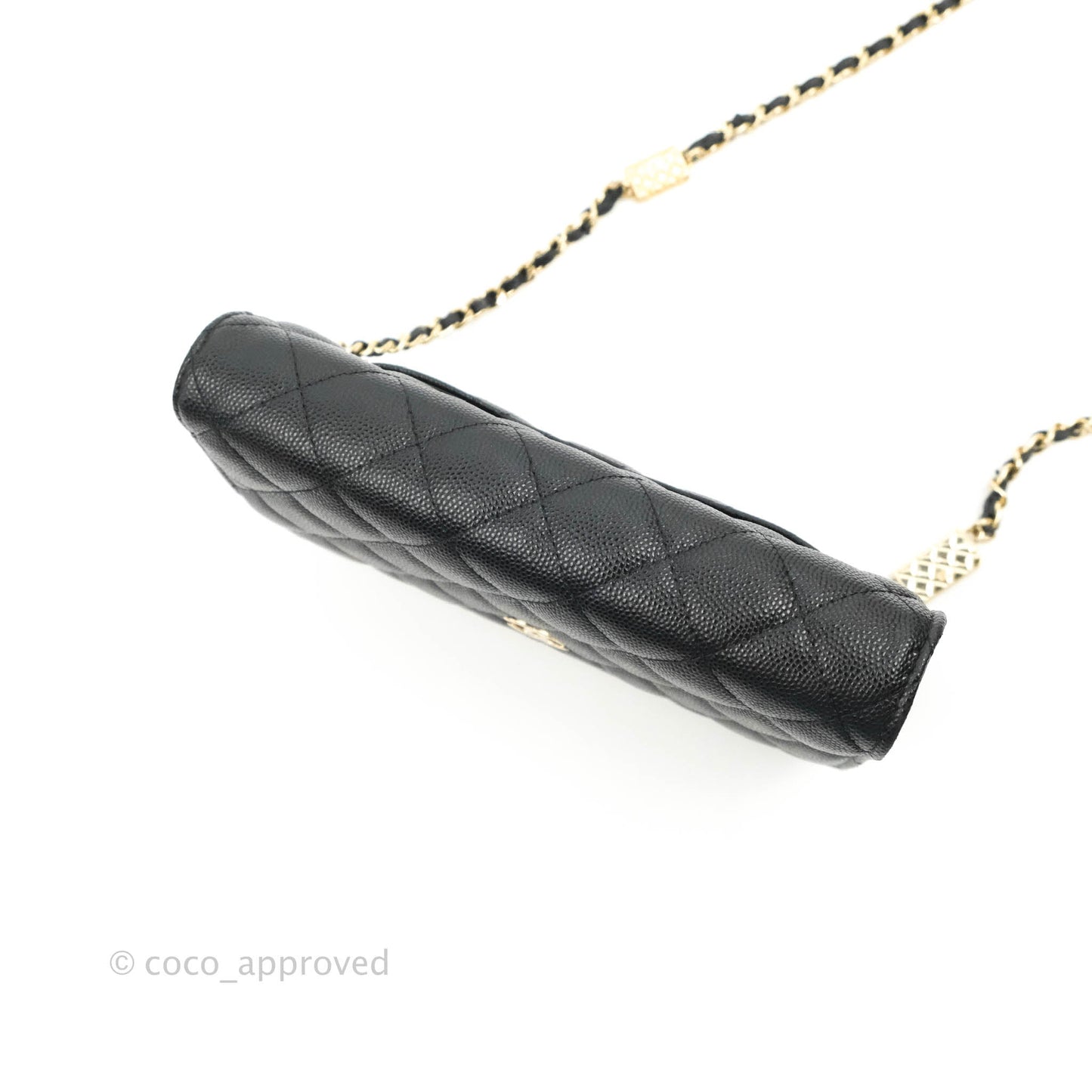 Chanel Quilted WOC Black Caviar Gold Hardware With Charms