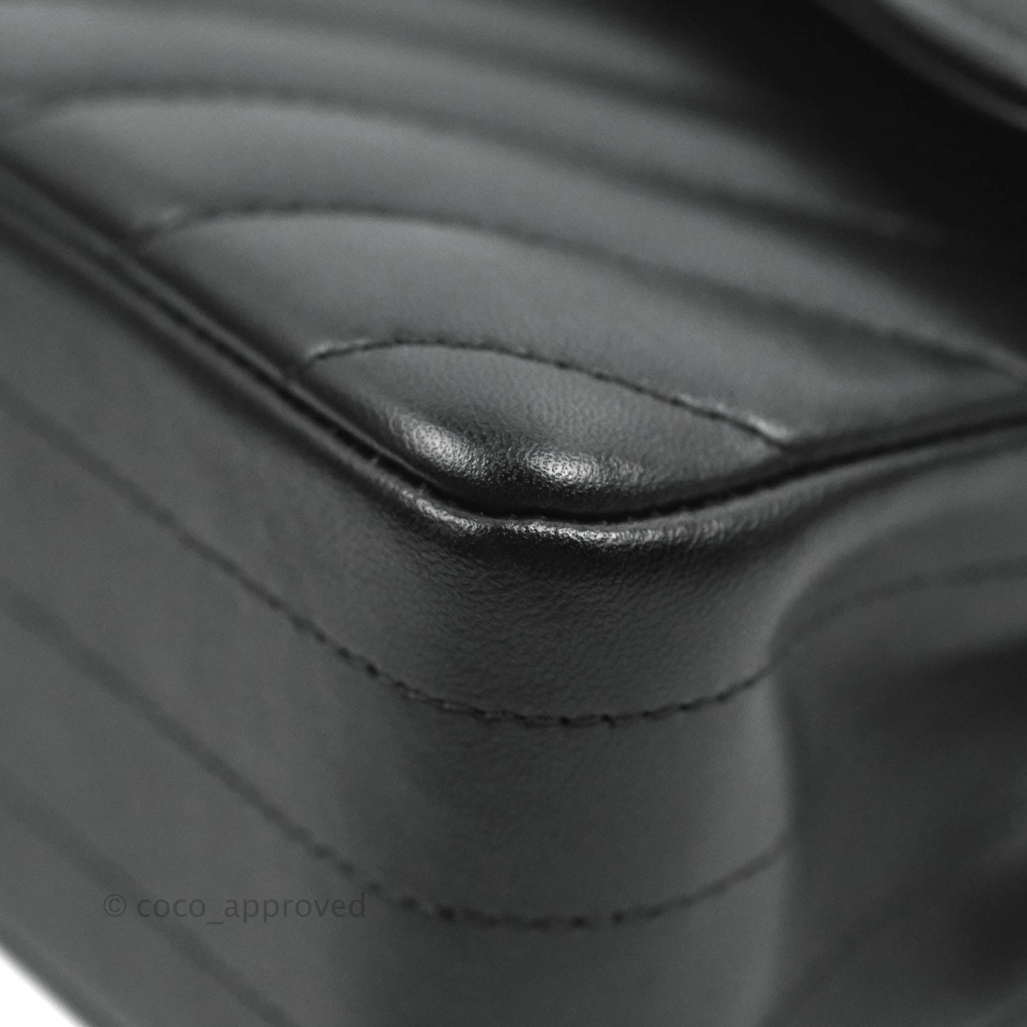 Chanel Classic Chevron S/M Small Double Flap Black Lambskin Silver Hardware