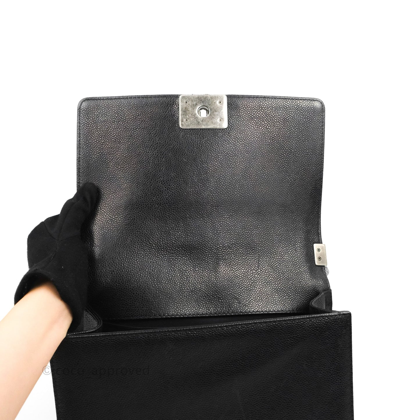Chanel Quilted Medium Boy Black Caviar Ruthenium Hardware