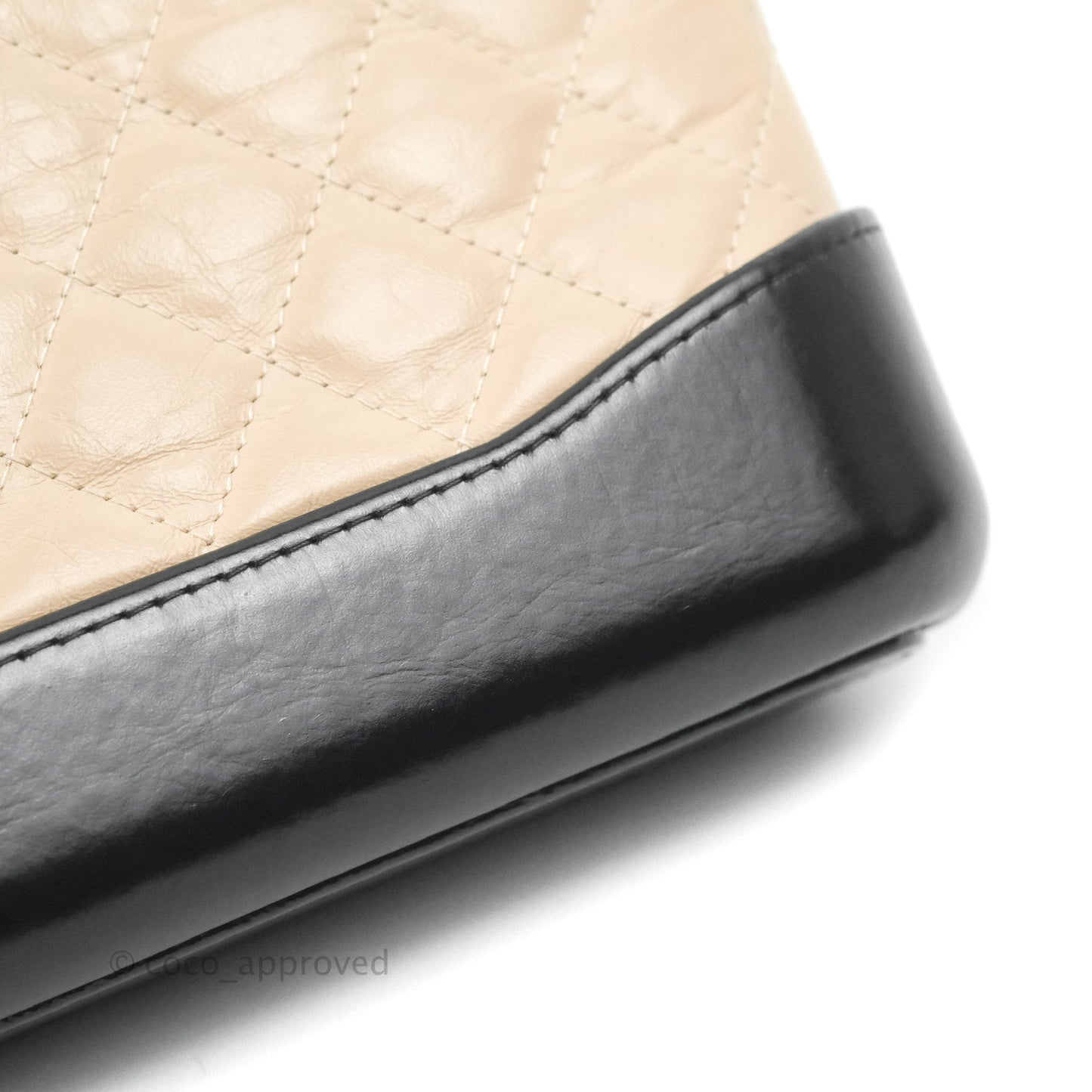 Chanel Gabrielle Clutch With Chain Aged Calfskin Beige/ Black Mixed Hardware