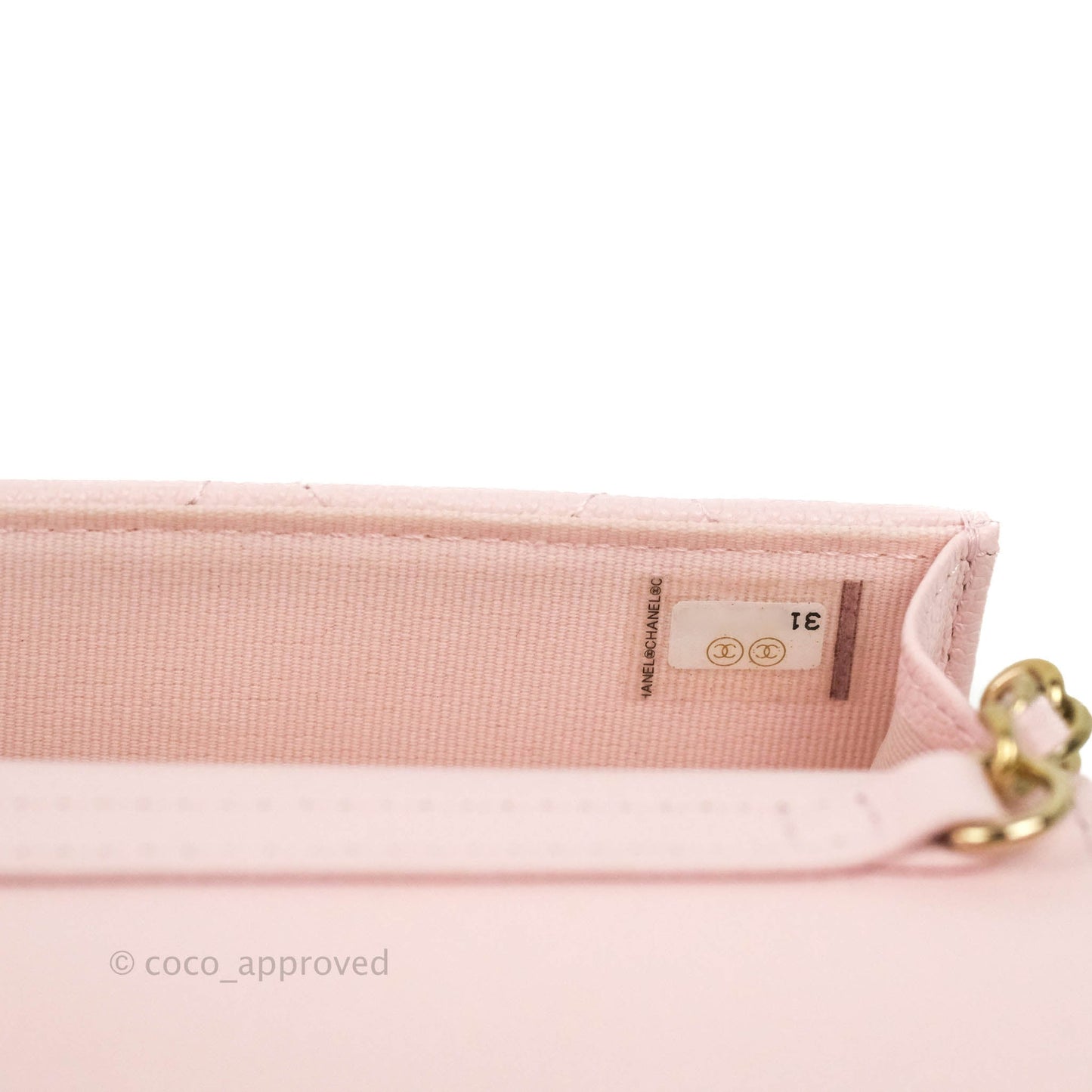 Chanel Mini Wallet With Chain Light Pink Caviar Gold Hardware