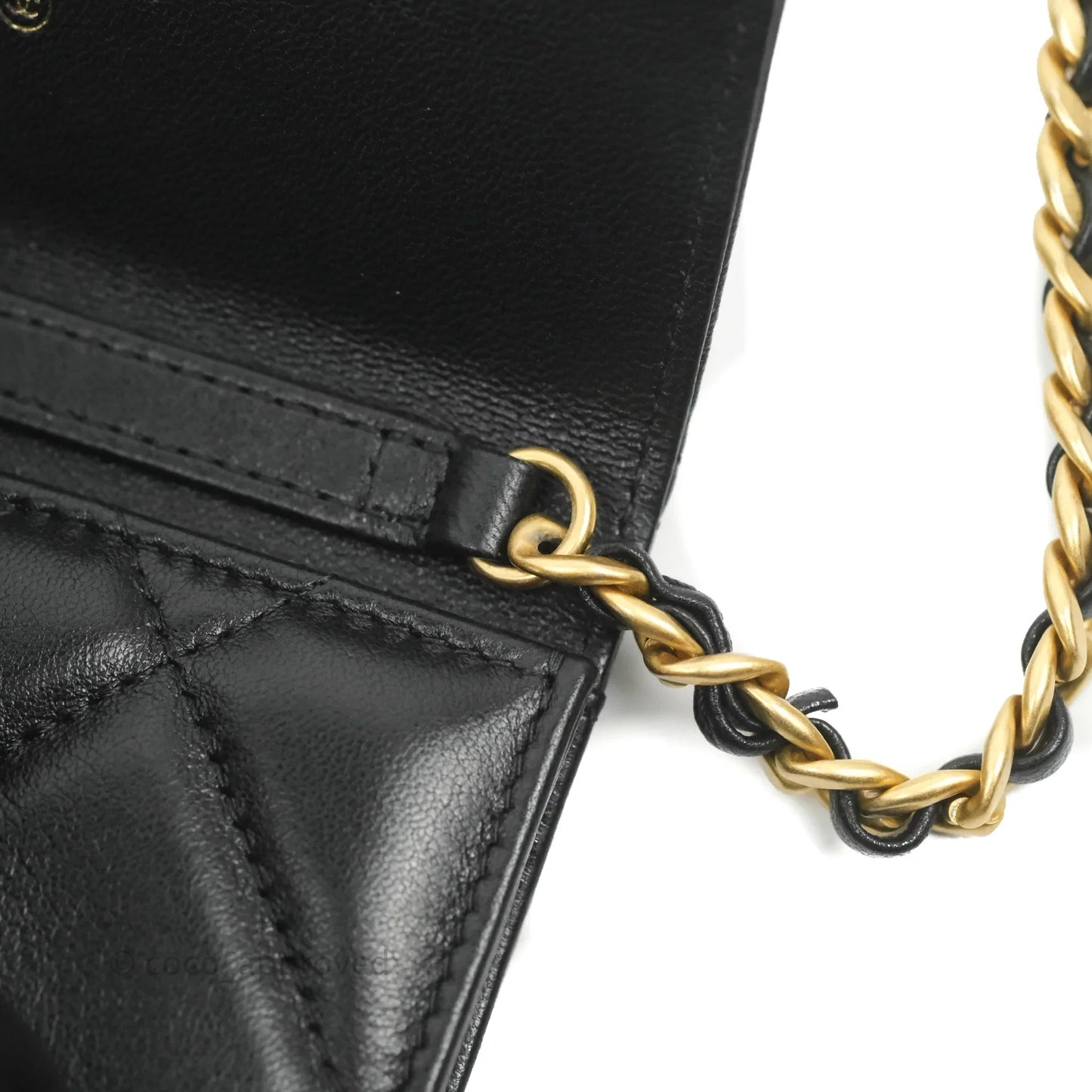 Chanel 19 Card Holder With Chain Black Mixed Hardware