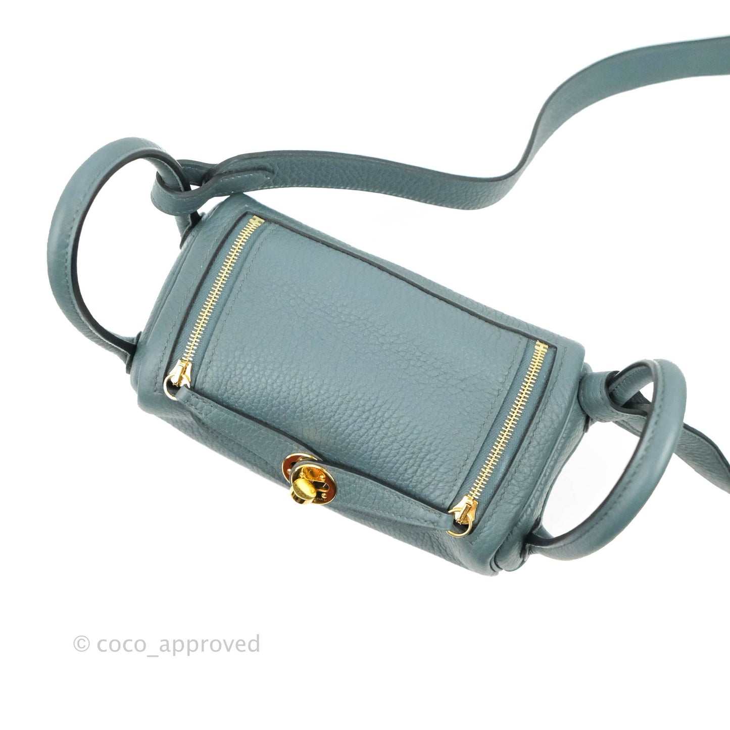 Hermès Mini Lindy 20 Bleu Orage Clemence Gold Hardware