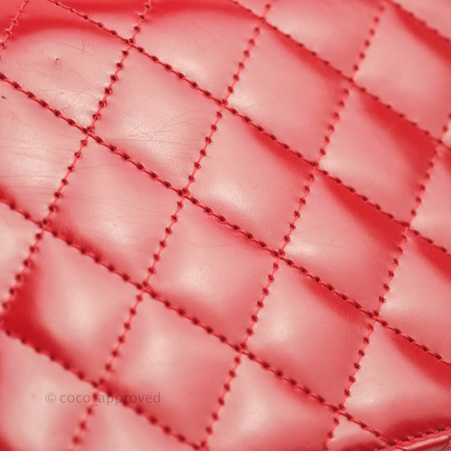 Chanel Flat Quilted Mini Flap Red Box Calfskin Gold Hardware