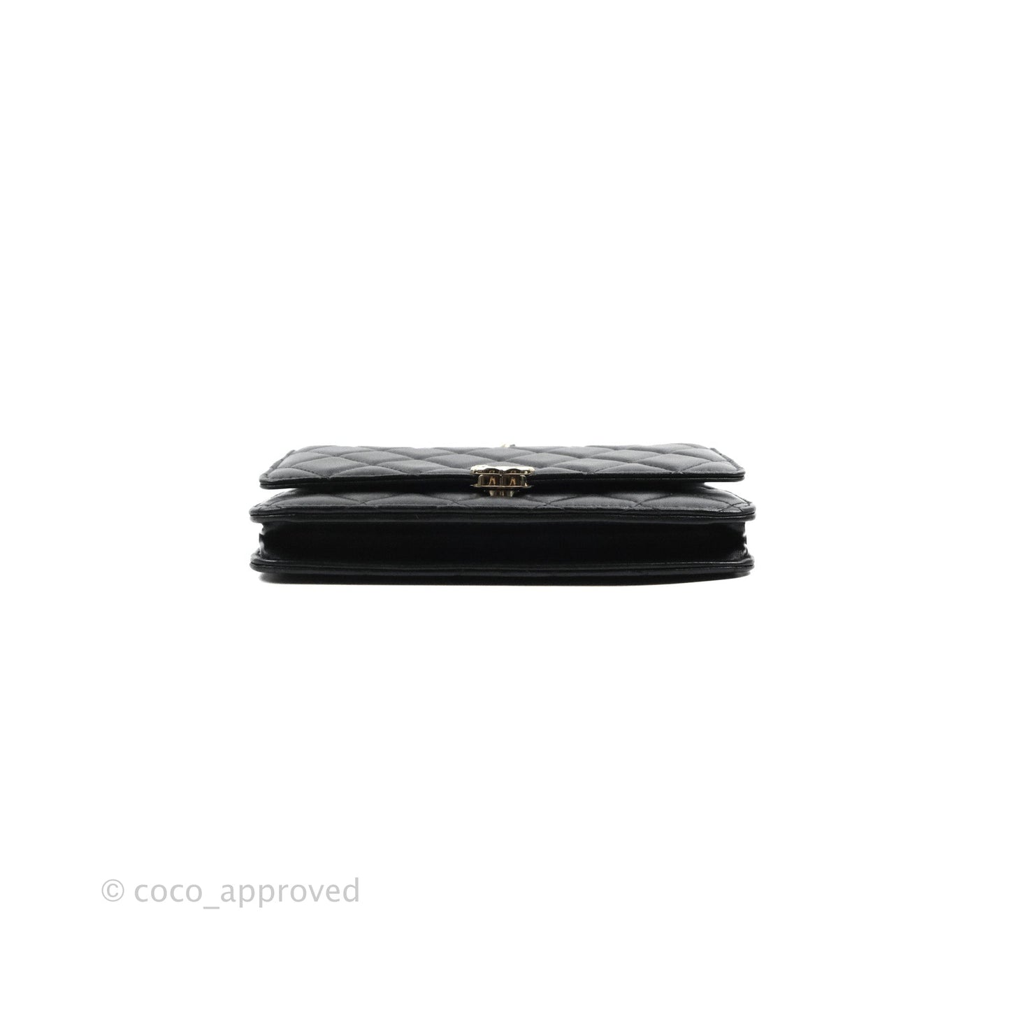 Chanel Quilted Top Handle Wallet on Chain WOC Black Lambskin Gold Hardware