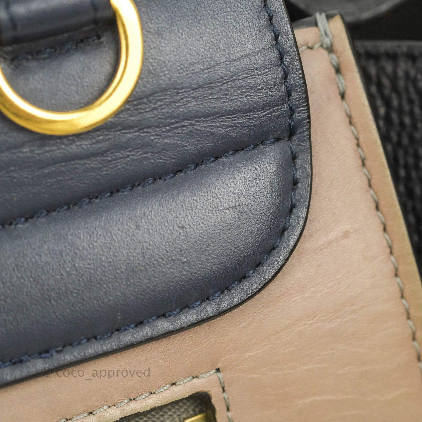 Celine Sleek Calfskin Small Tri-Color Trapeze Dark Blue