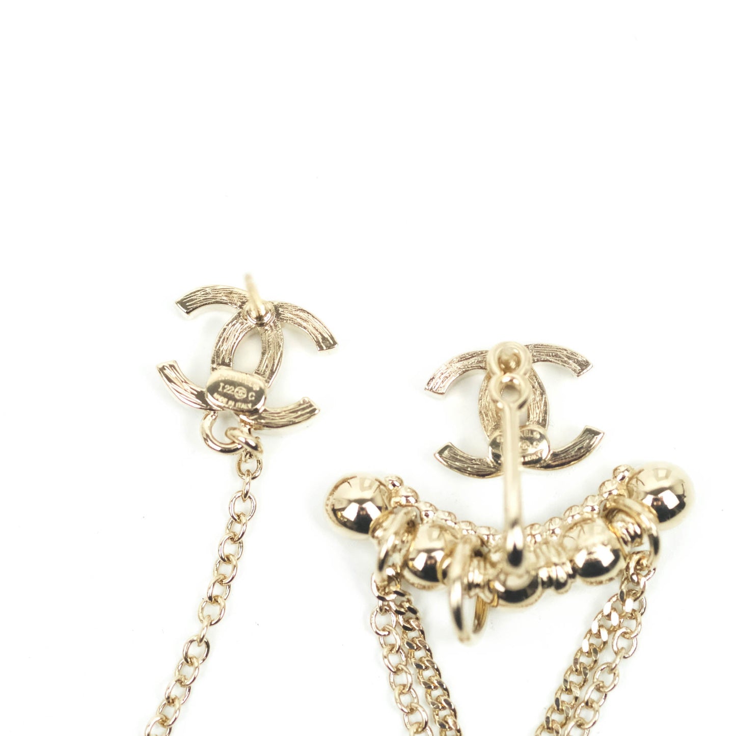 Chanel Crystal CC Earrings Ear Clip Gold Tone22C