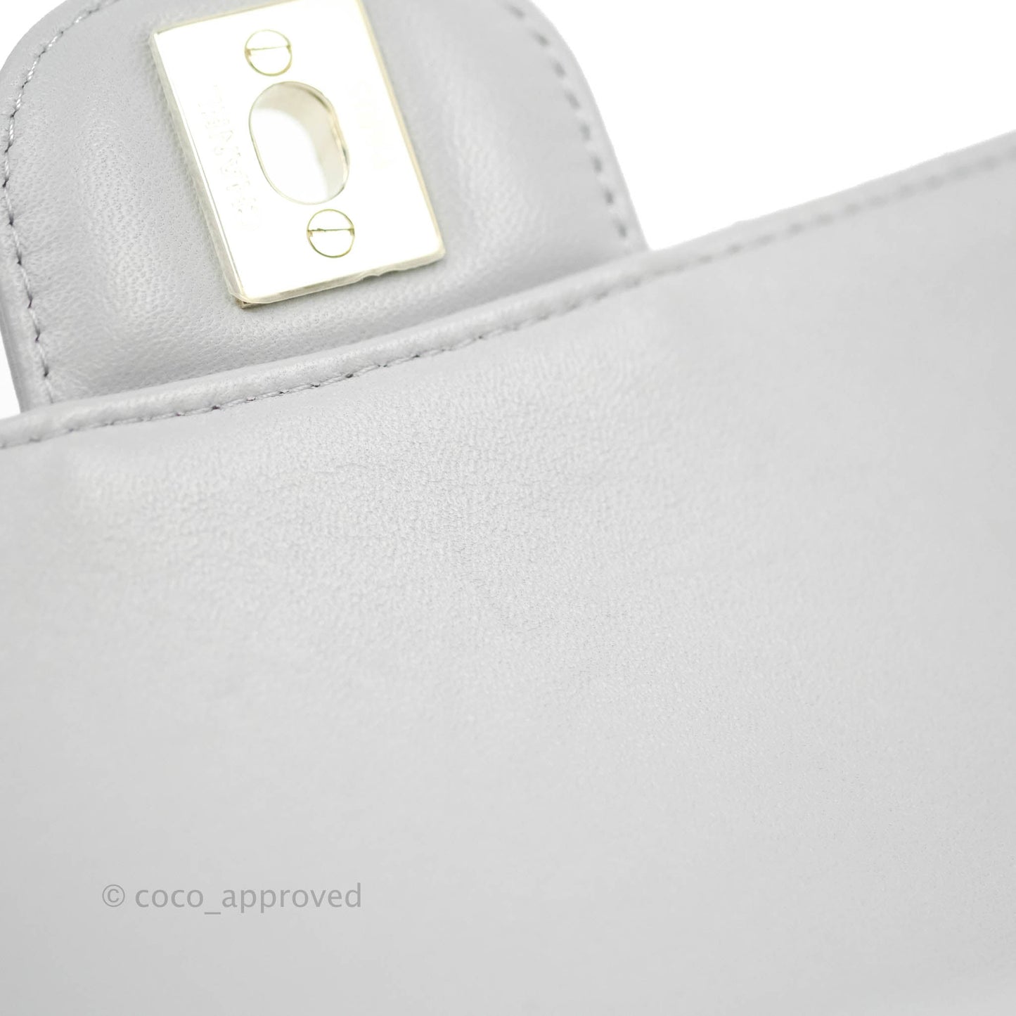 Chanel Chevron Mini Rectangular Flap Grey Lambskin Gold Hardware 20S