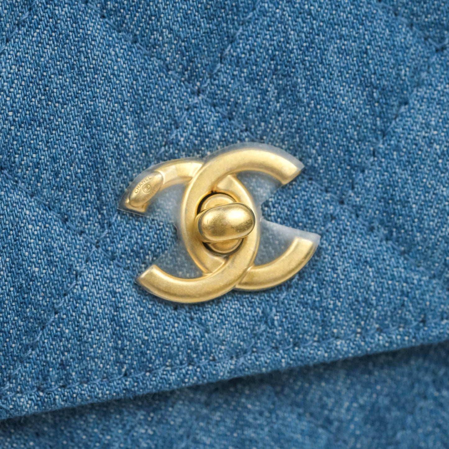 Chanel Quilted Pearl Crush Wallet on Chain WOC Denim Aged Gold Hardware