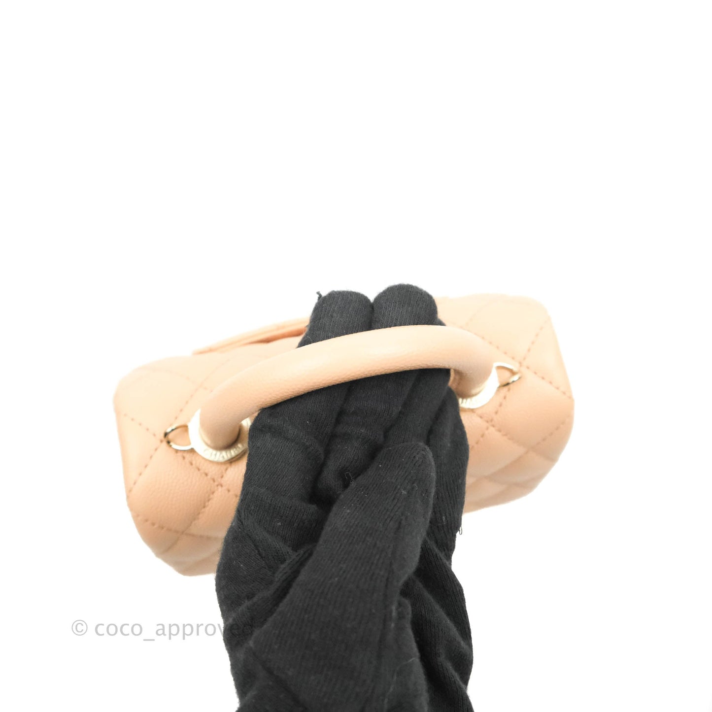 Chanel Mini Coco Handle Quilted Light Beige Pink Caviar Gold Hardware