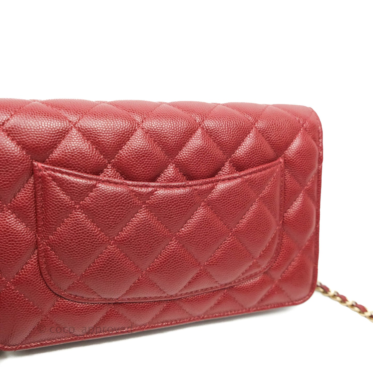 Chanel Quilted Wallet on Chain WOC Burgundy Caviar Gold Hardware