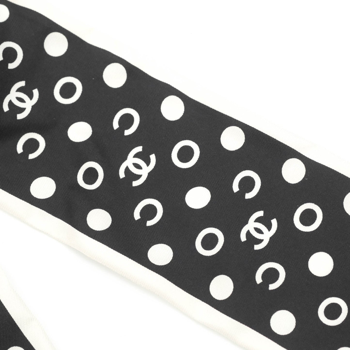 Chanel Coco Bow Silk Hair Accessory Black & Ivory