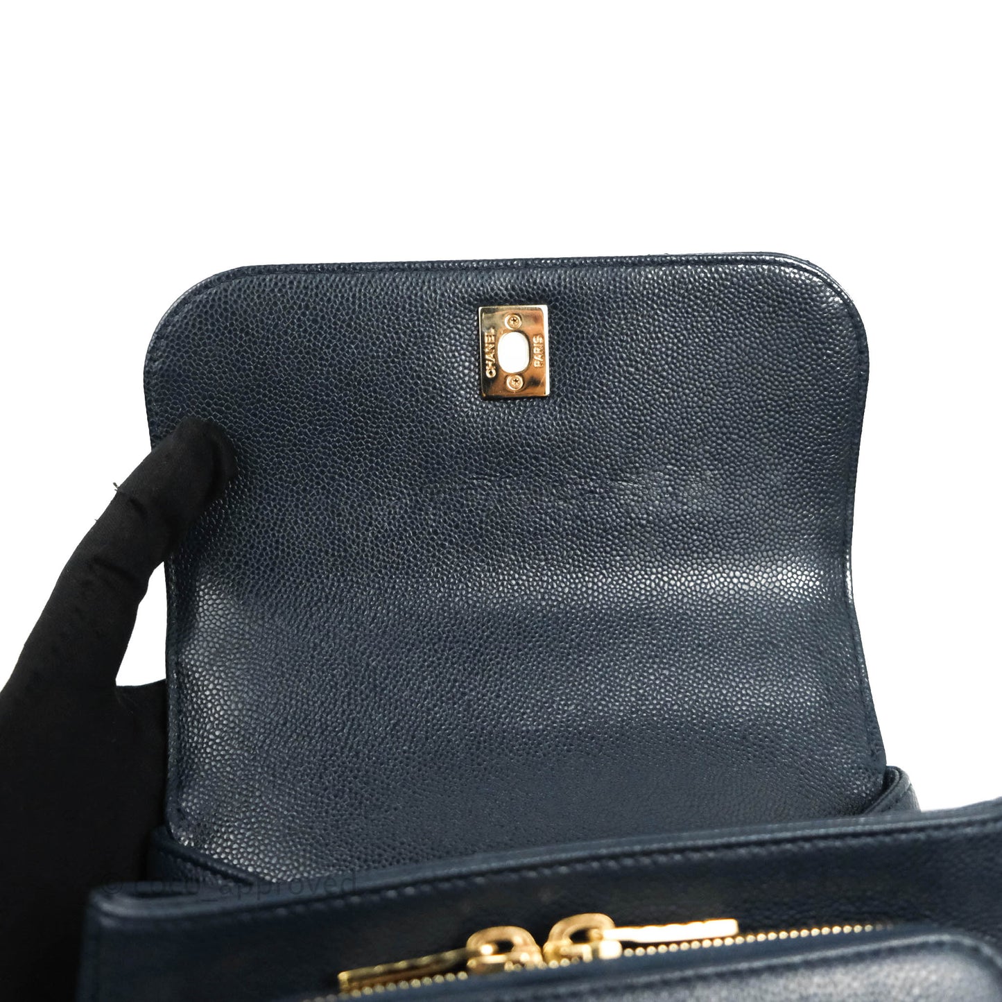 Chanel Quilted Small Business Affinity Flap Navy Caviar Gold Hardware