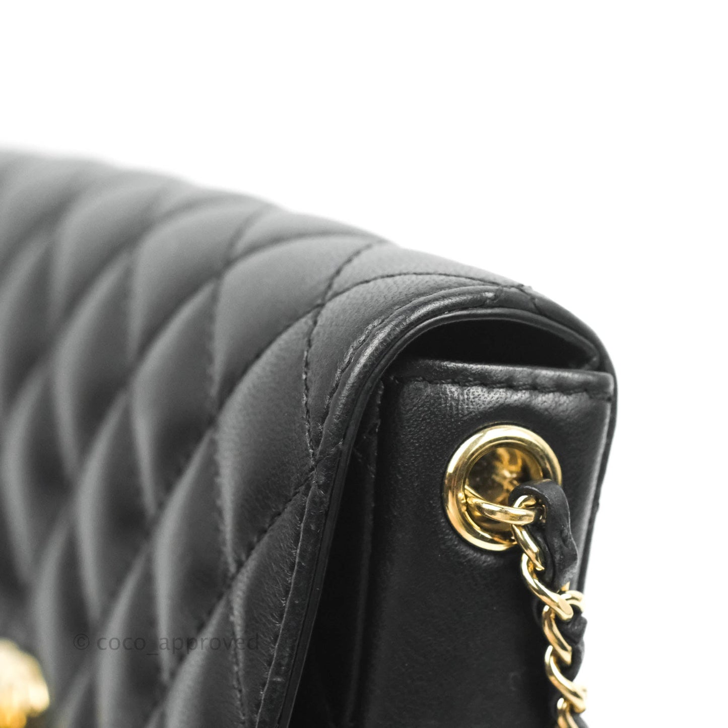 Chanel Classic Twin Flap Bag Side Pack Black Lambskin Gold Hardware
