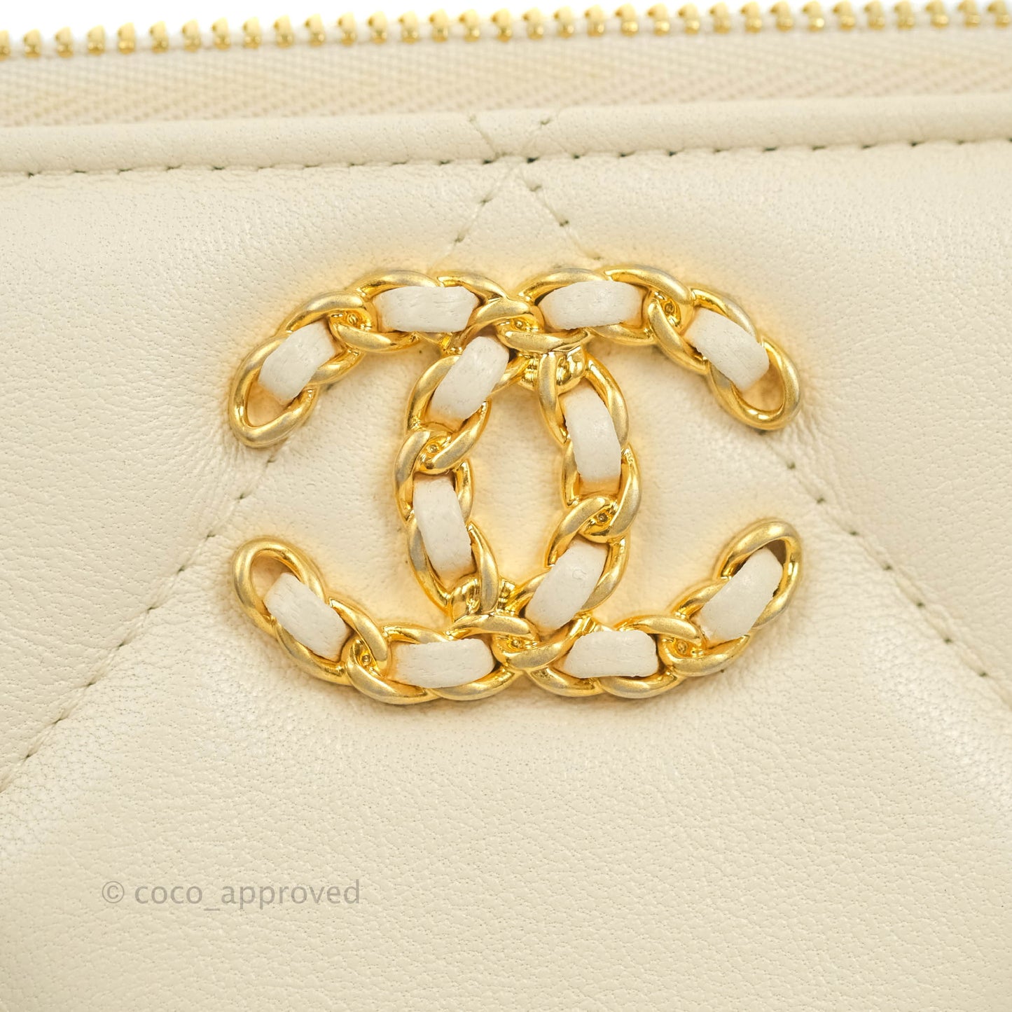 Chanel 19 Small Pouch Beige Lambskin Gold Hardware