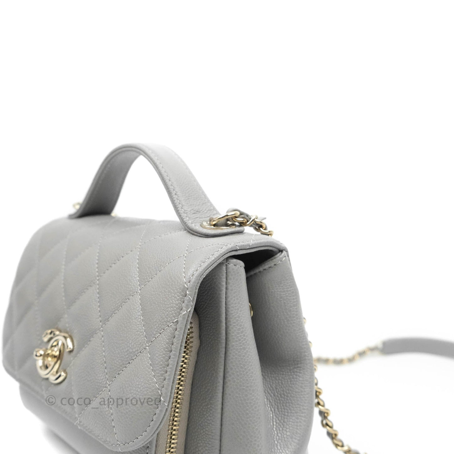 Chanel Quilted Small Business Affinity Flap Grey Caviar Gold Hardware