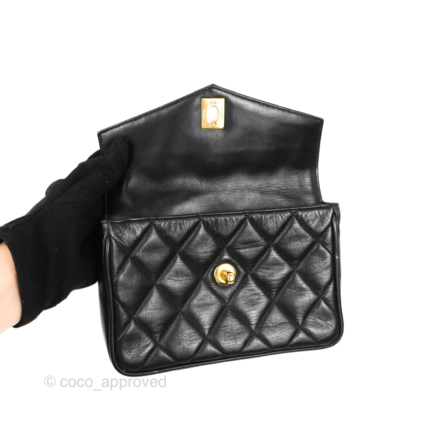 Chanel Vintage Belt Bag Quilted Black Lambskin 24K Gold Hardware
