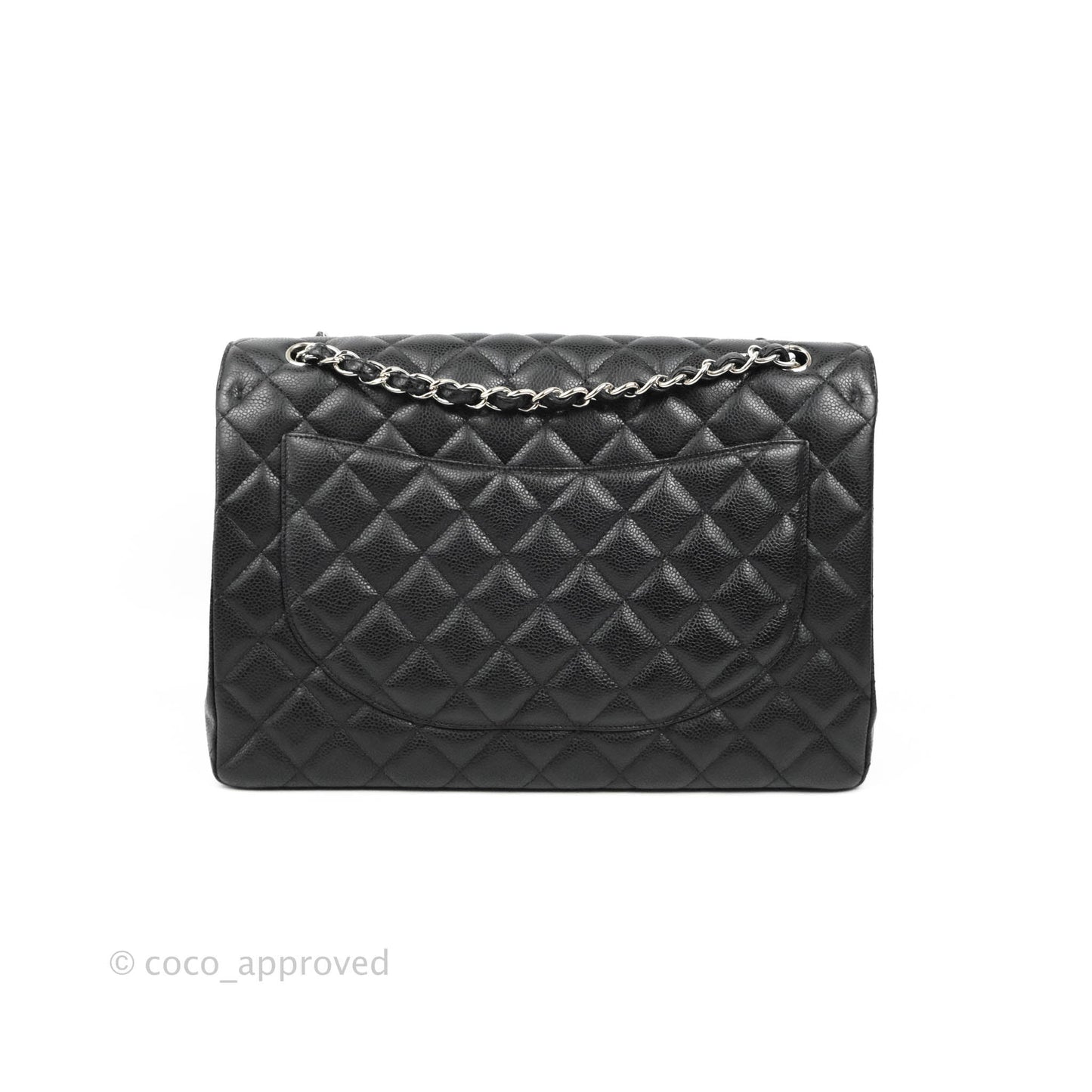 Chanel Quilted Single Flap Maxi Black Caviar Silver Hardware