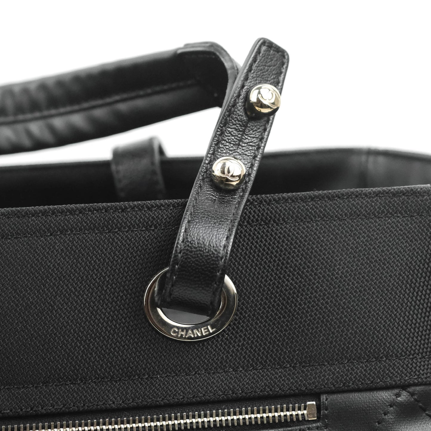 Chanel Quilted Large Paris Biarritz Tote Black Coated Canvas