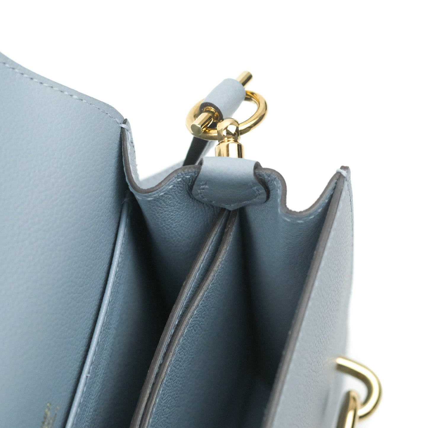 Hermès Roulis Mini 18 Bleu Lin Evercolor Gold Hardware