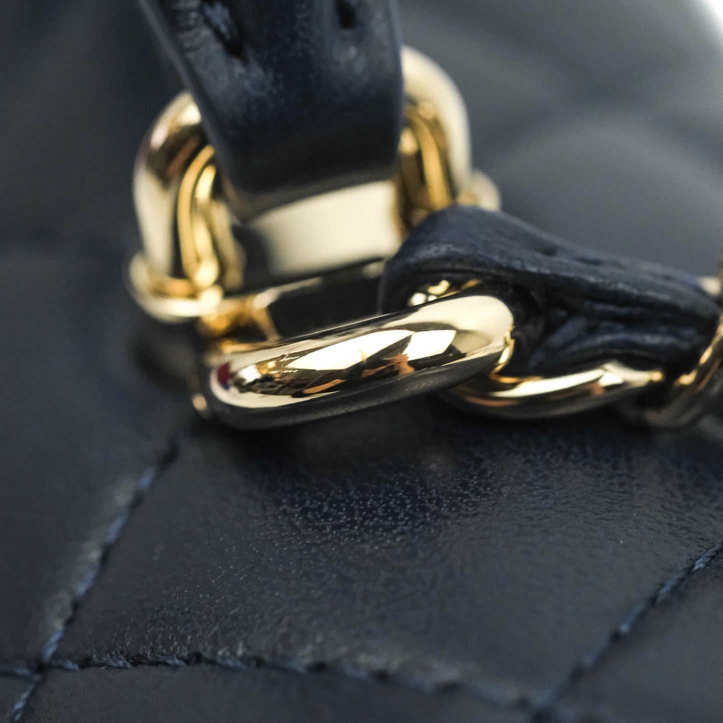Chanel Top Handle Mini Rectangular Flap Bag Navy Lambskin Gold Hardware