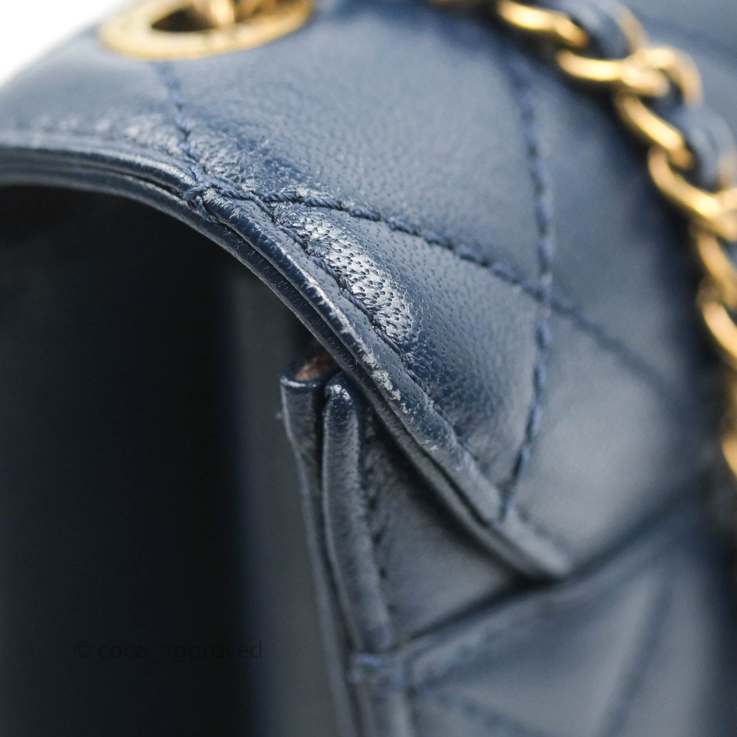 Chanel Beauty Lock Flap Bag Navy Sheepskin Aged Gold Hardware