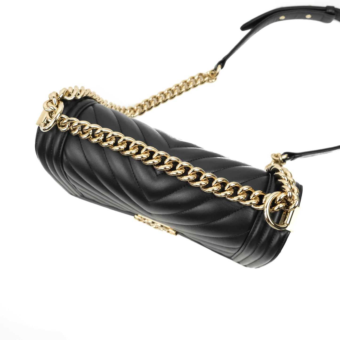 Chanel Medium Boy Chevron Black Calfskin Gold Hardware 19P