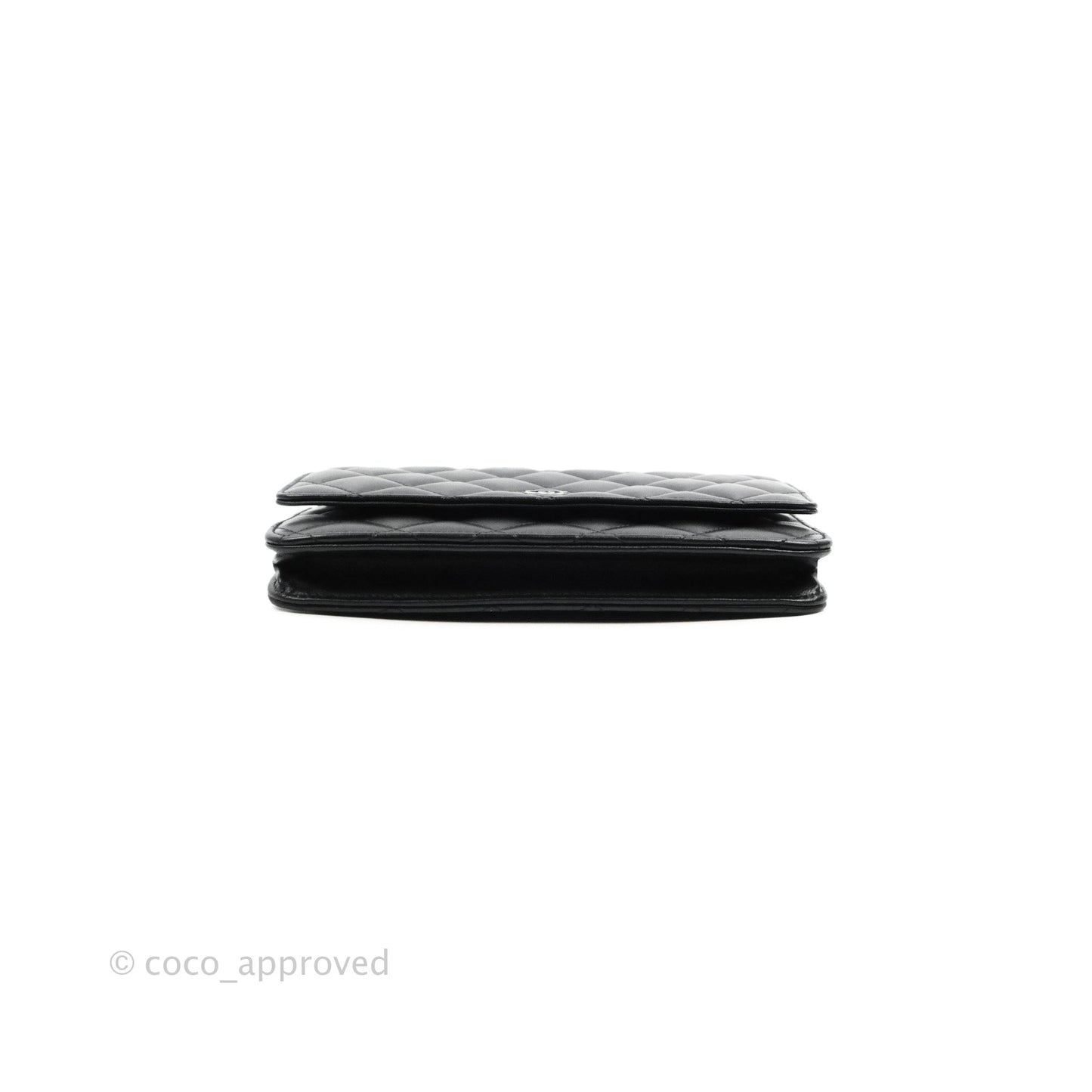 Chanel Quilted Wallet on Chain WOC Black Lambskin Silver Hardware