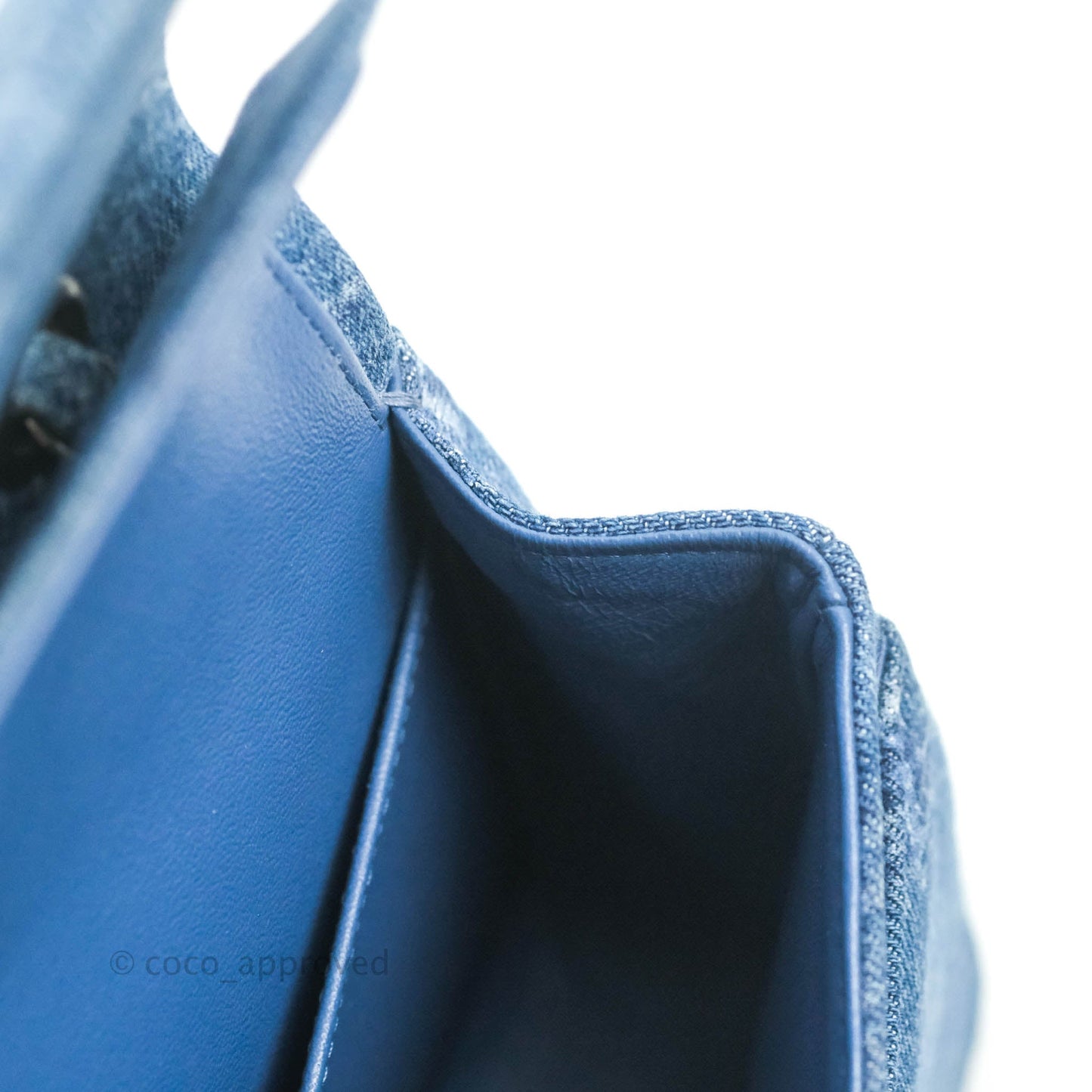 Chanel Classic M/L Medium Double Flap Blue Denim Ruthenium Hardware