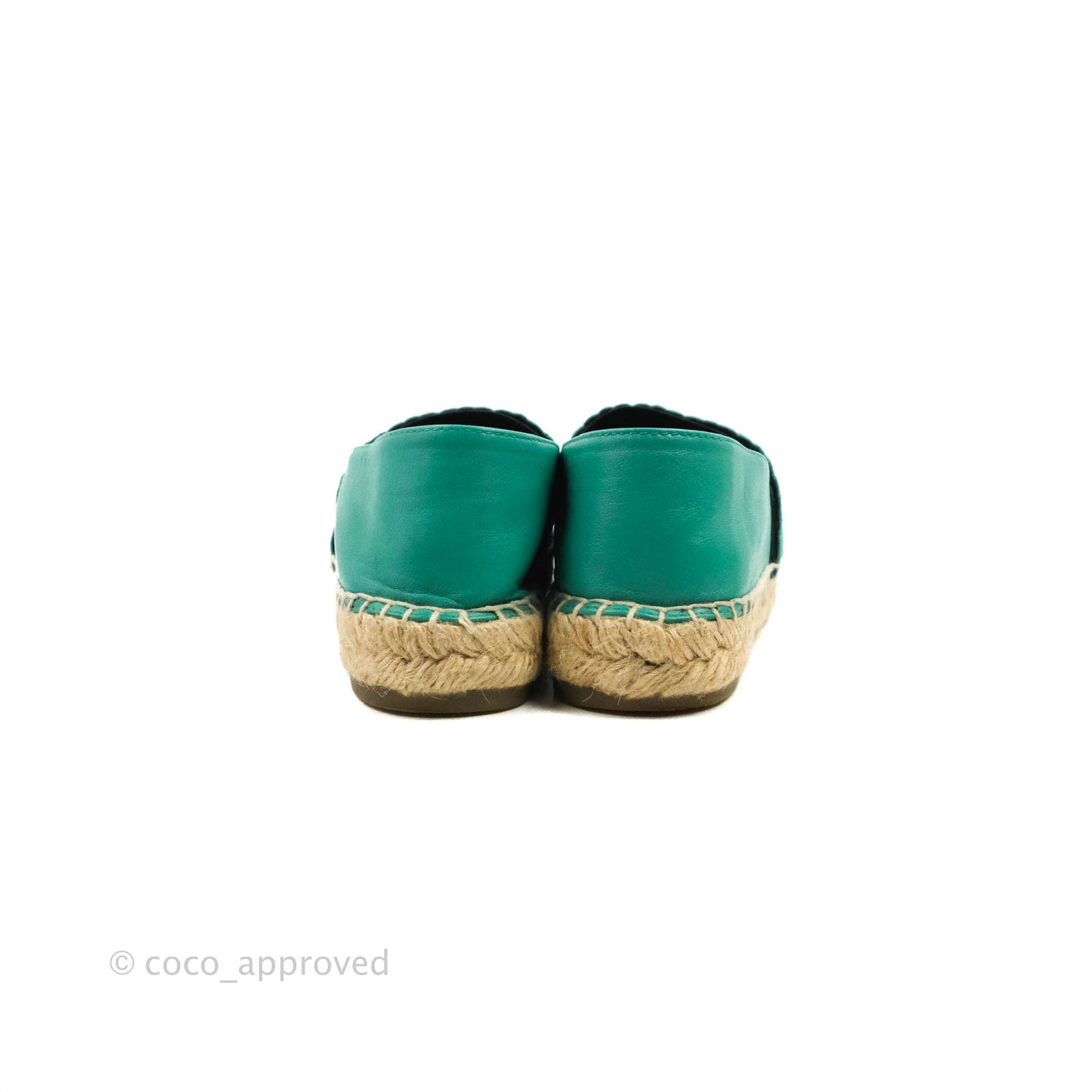 Chanel CC Espadrilles Green Black Lambskin 19S Size 36